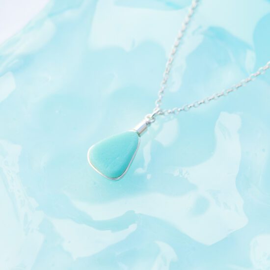 RARE FIND Sea glass pendant - turquoise milk glass