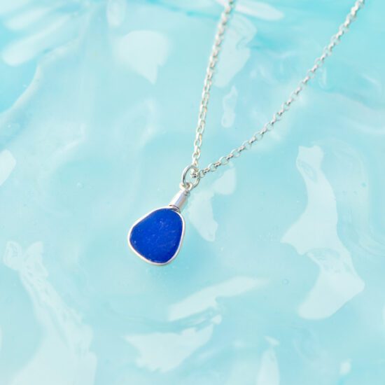 RARE FIND Sea glass pendant - cobalt blue