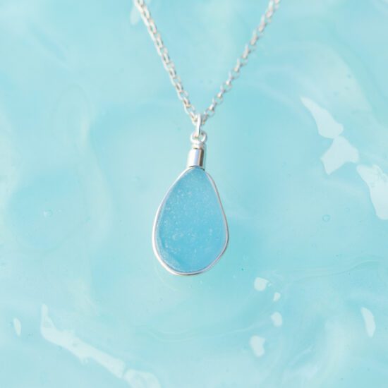 RARE FIND Sea glass pendant - cornflower blue