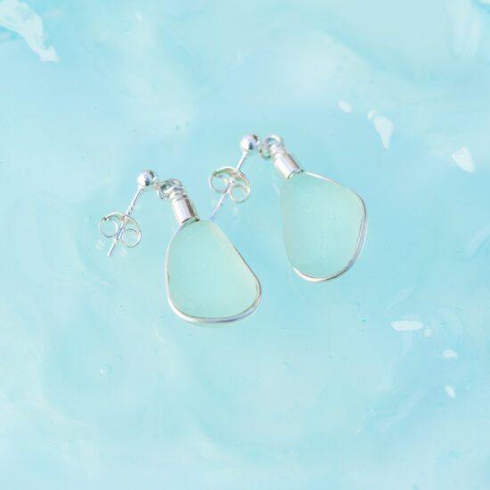 Sea Glass stud earrings - aqua