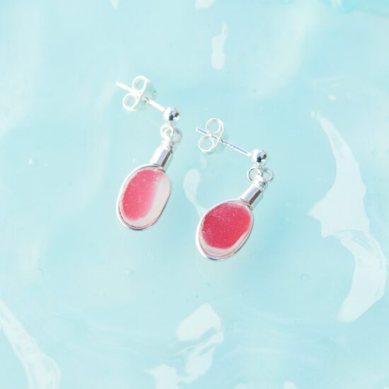 RARE FIND Sea glass stud earrings - tulip pink