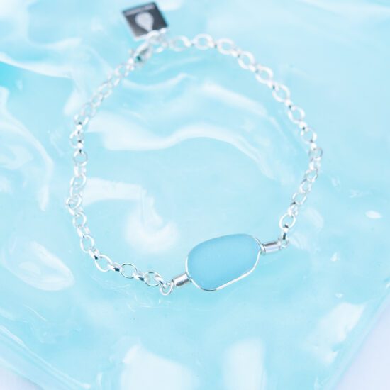 RARE FIND Sea Glass Bracelet - cornflower blue