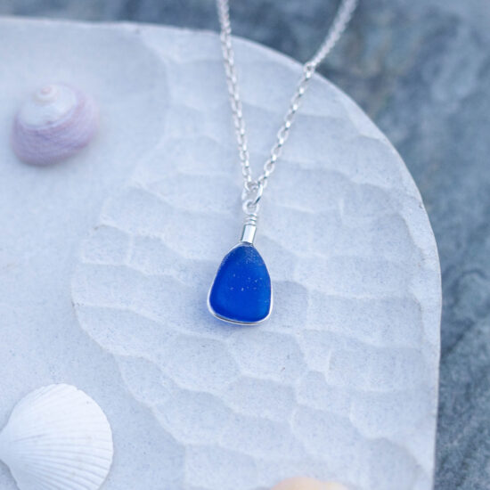 Sea Glass Pendant Cobalt Blue Rare - Image 5