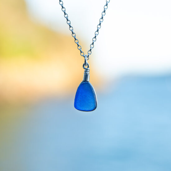 Sea Glass Pendant Cobalt Blue Rare - Image 2