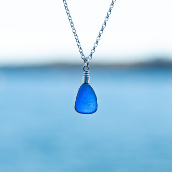 Sea Glass Pendant Cobalt Blue Rare - Image 3