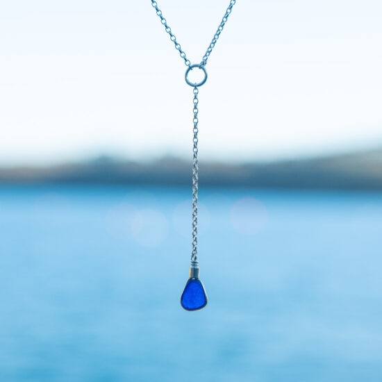 Sea Glass Lariat Cobalt Blue RARE - Image 3