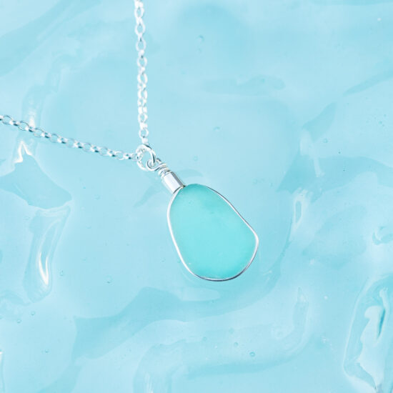 Sea glass pendant aqua