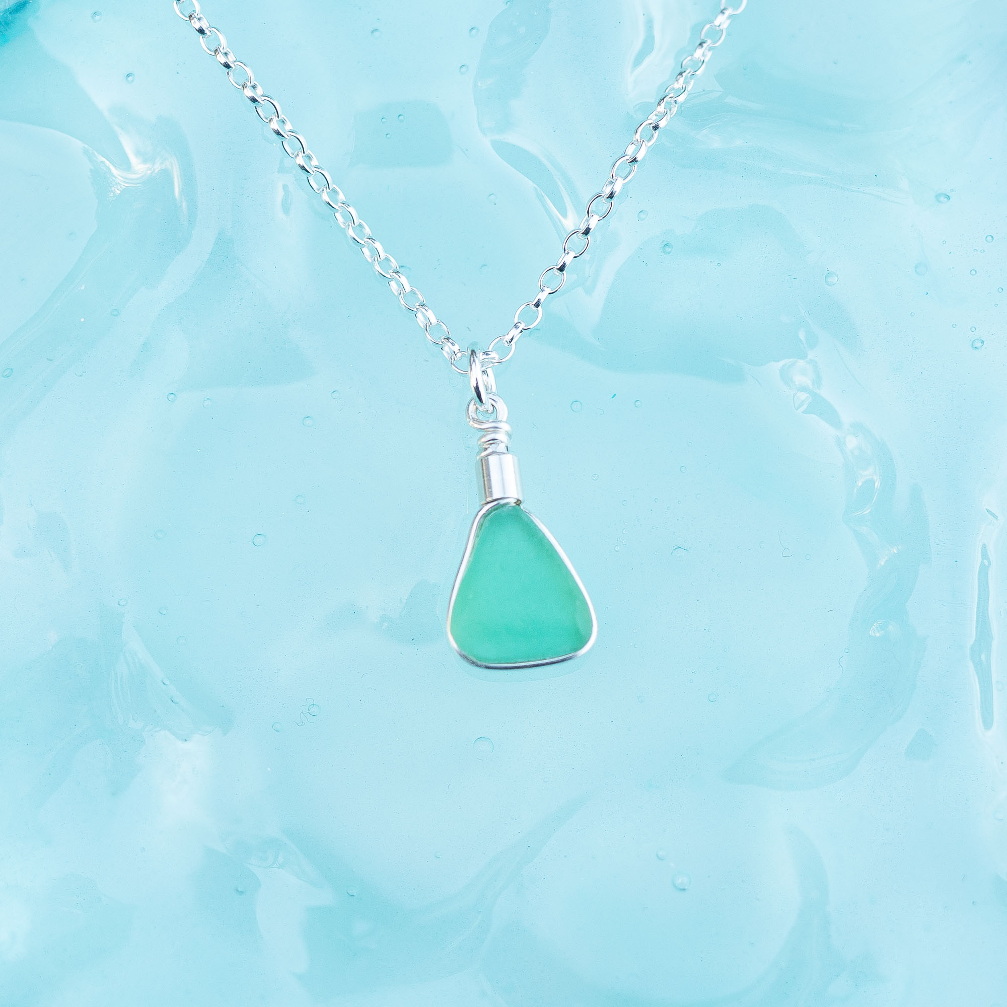 Sea glass pendant sea foam green