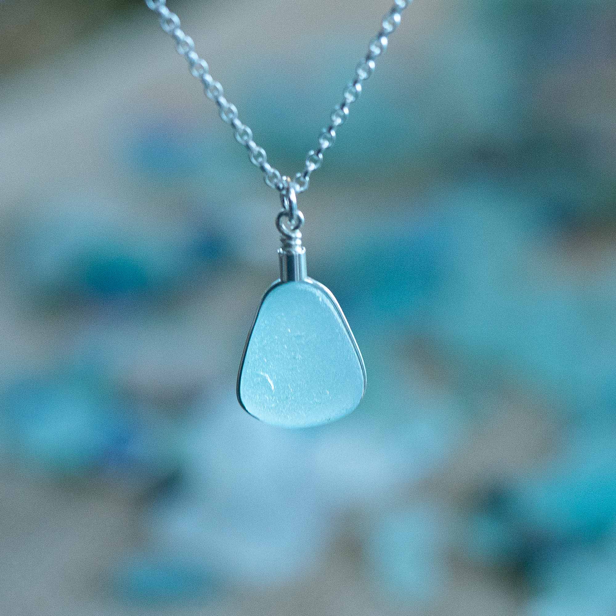 Sea glass pendant aqua Tresco - Image 5