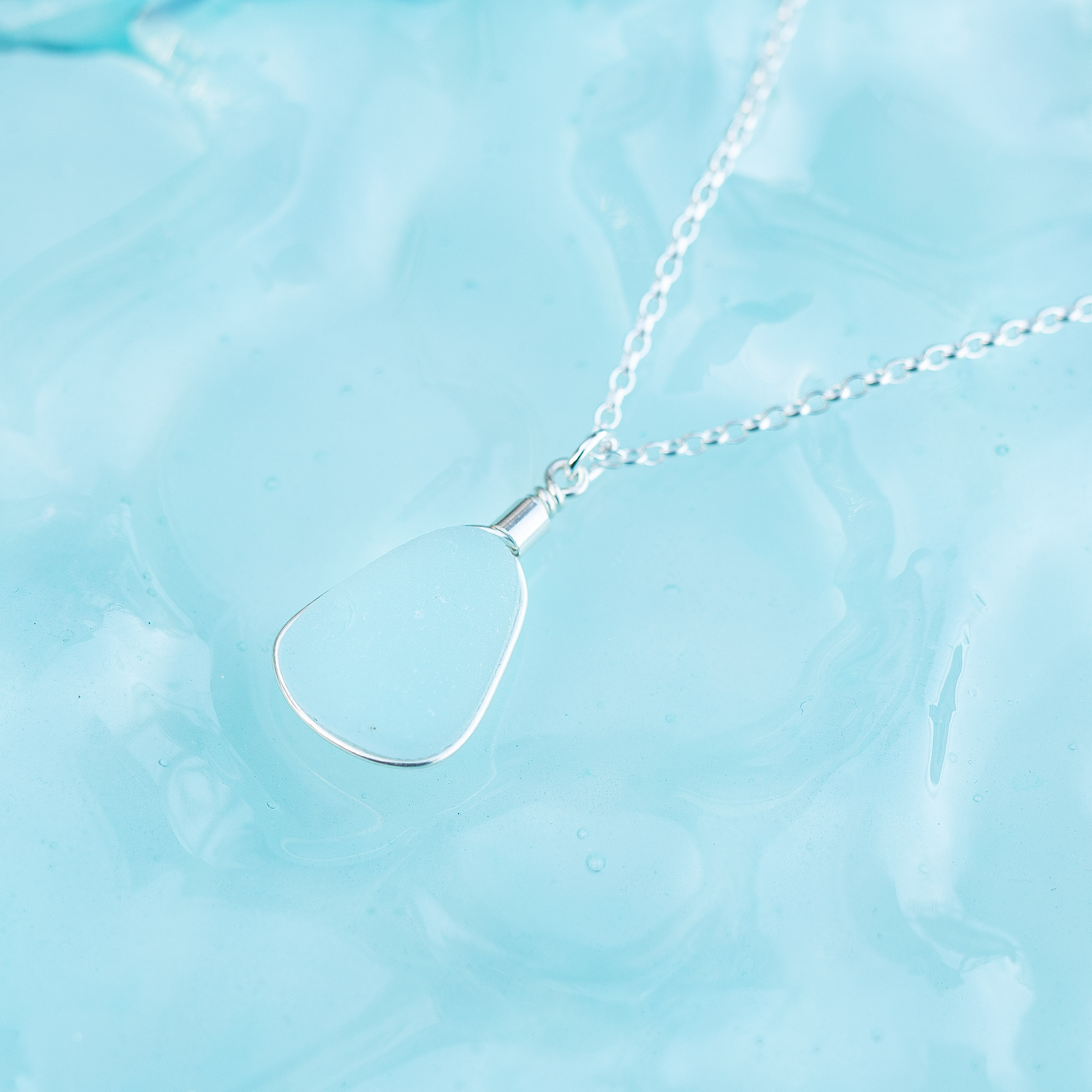 Sea glass pendant aqua Tresco - Image 3