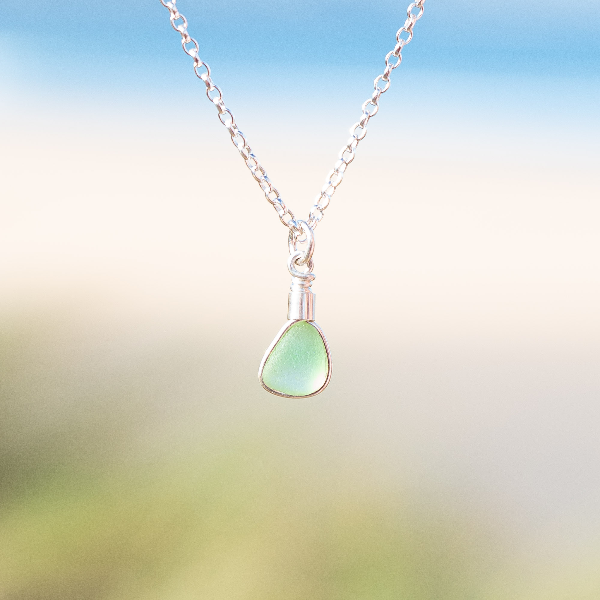 Sea glass pendant seafoam green