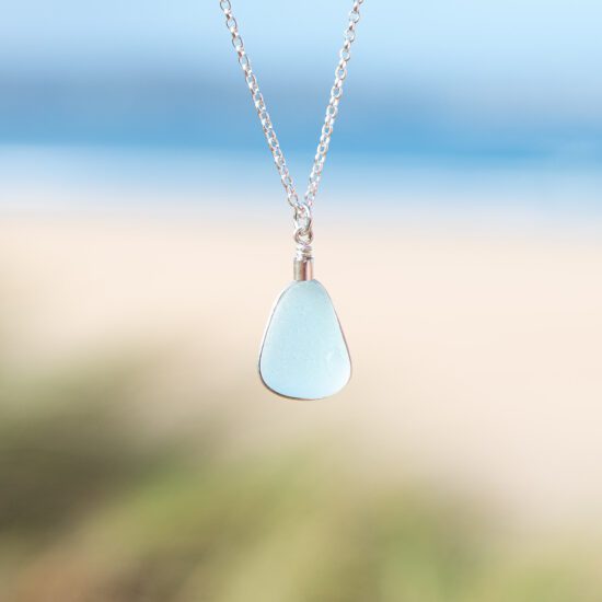 Sea glass pendant aqua Tresco