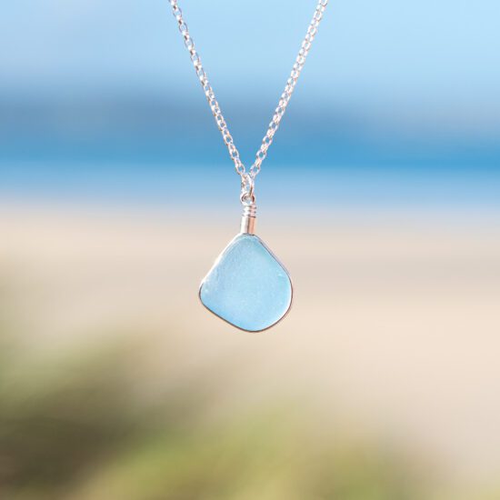 RARE FIND - Sea glass pendant cornflower blue