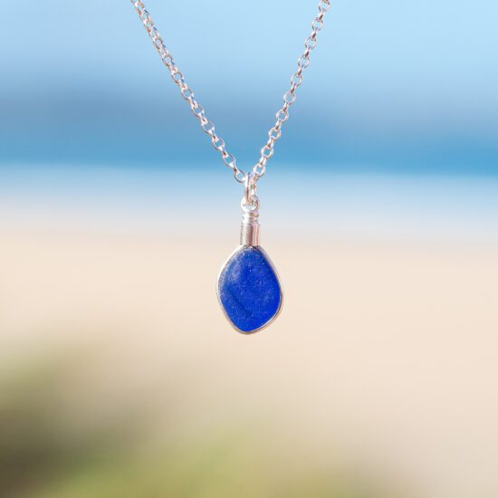 RARE FIND - Sea glass pendant cobalt blue