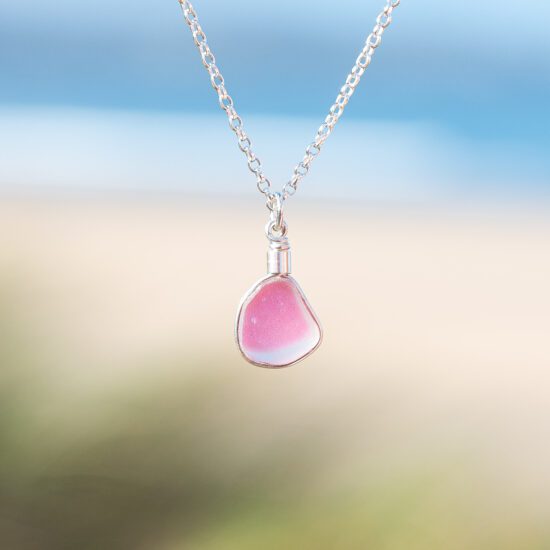 RARE FIND - Sea glass pendant pink