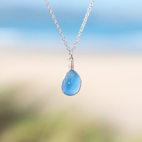 RARE FIND - Sea glass pendant blue