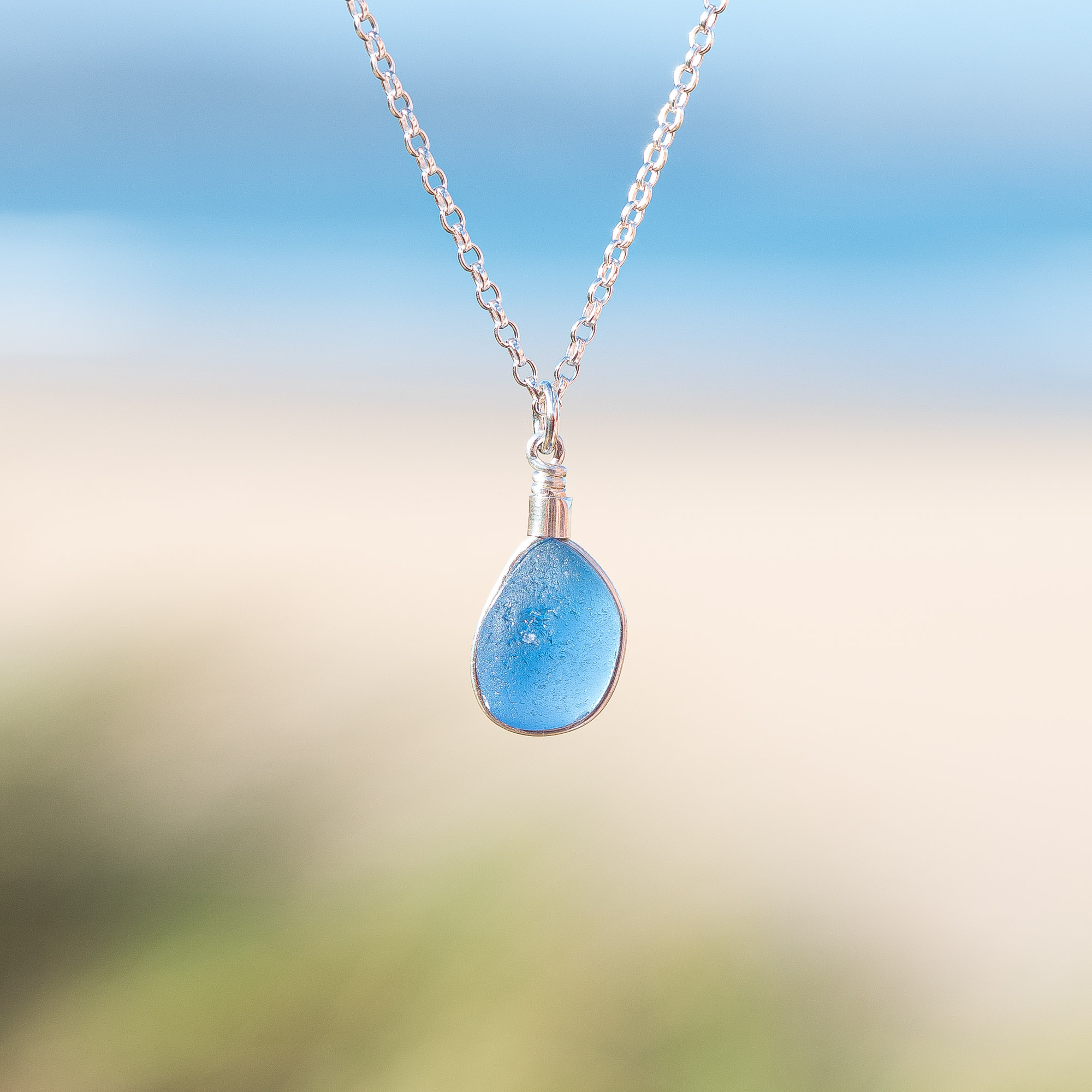 RARE FIND - Sea glass pendant blue