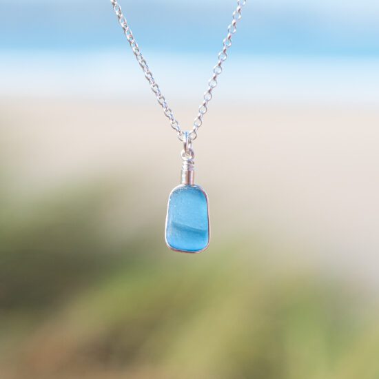 RARE FIND - Sea glass pendant cornflower blue