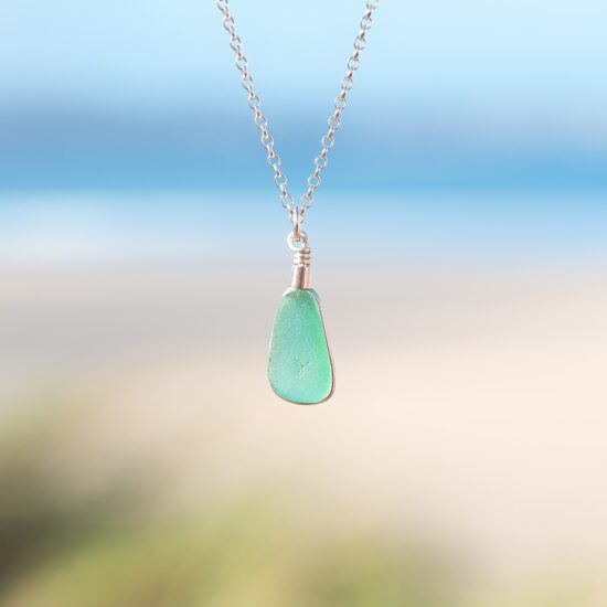 Sea glass pendant green