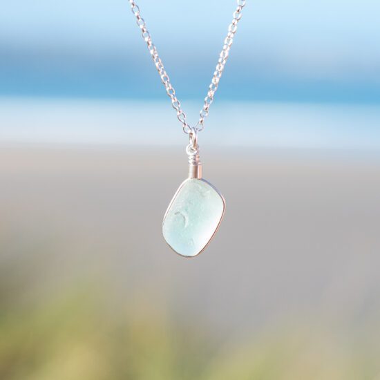 Sea glass pendant aqua