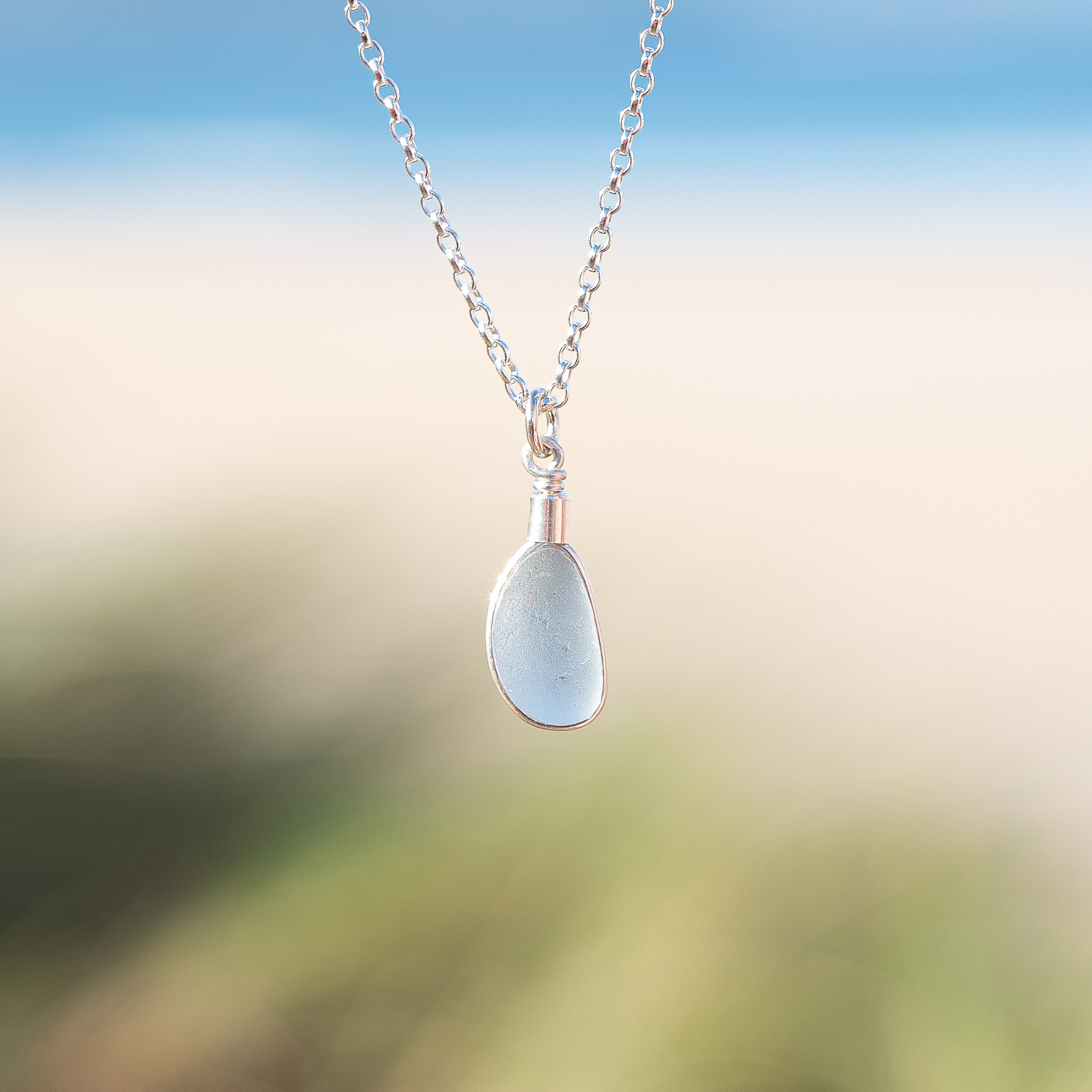 RARE FIND - Sea glass pendant grey