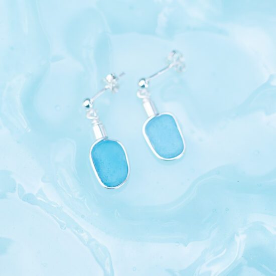 RARE FIND - sea glass stud earrings cornflower blue