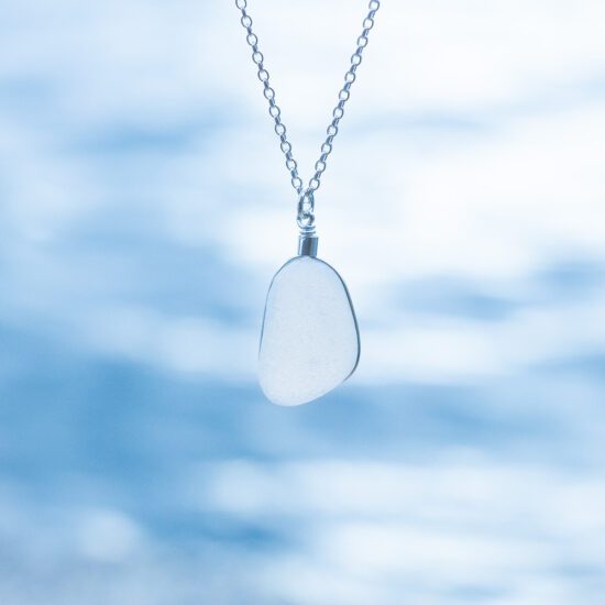 Sea glass pendant white