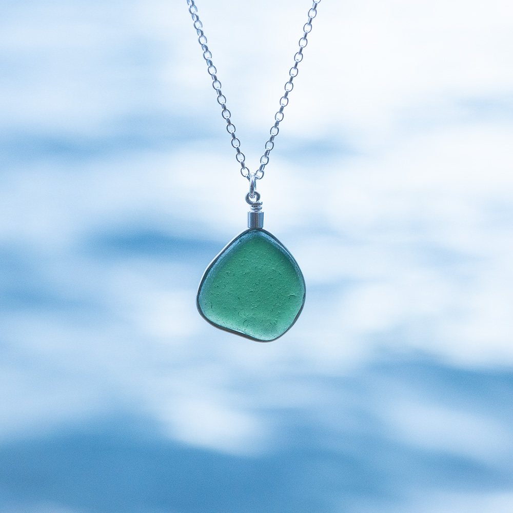 Sea glass pendant aqua