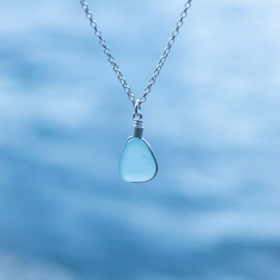 Sea glass pendant aqua