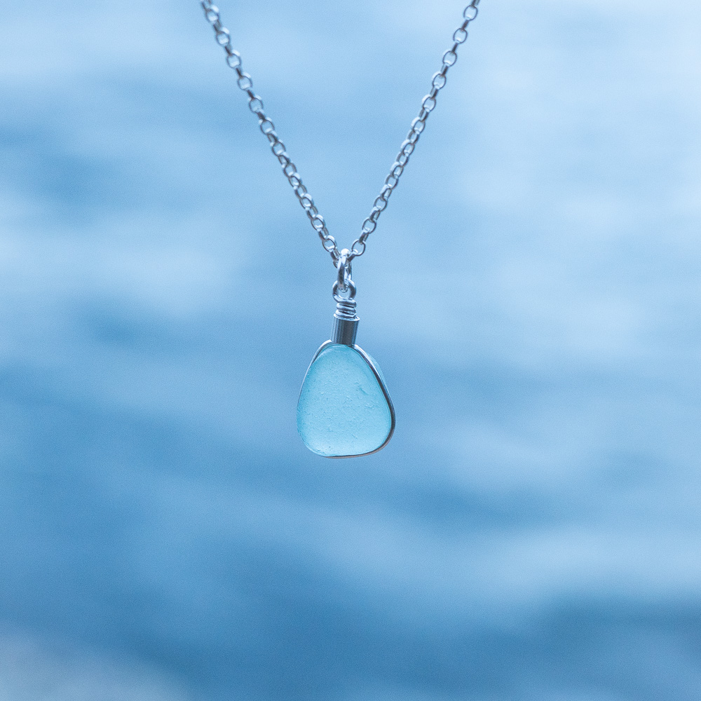 Sea glass pendant aqua