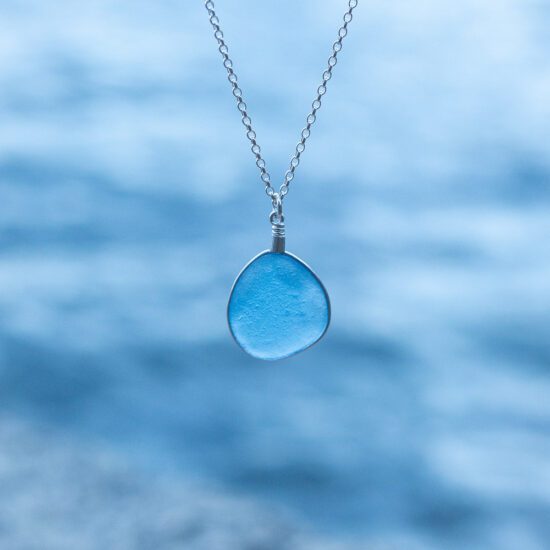 RARE FIND - Sea glass pendant cornflower blue