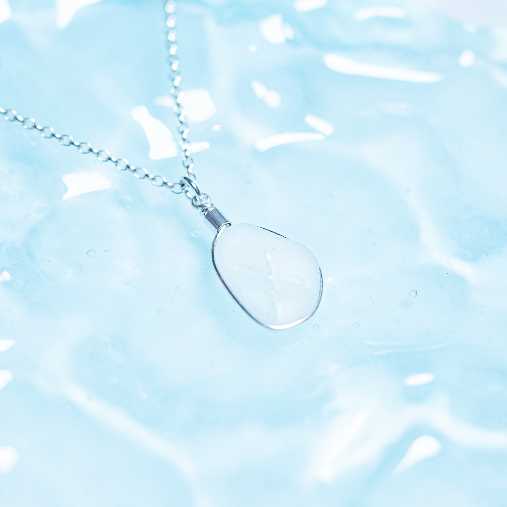 Sea glass pendant white textured - Image 5