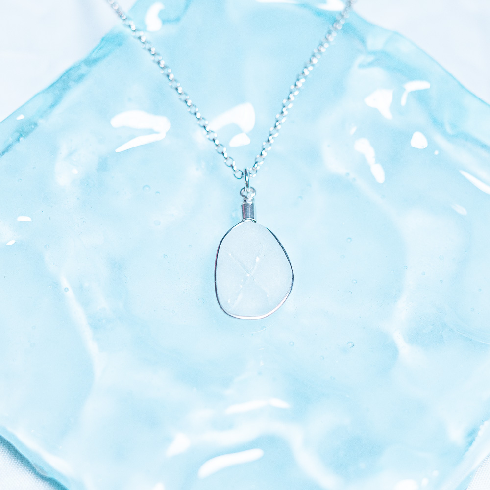 Sea glass pendant white textured - Image 3