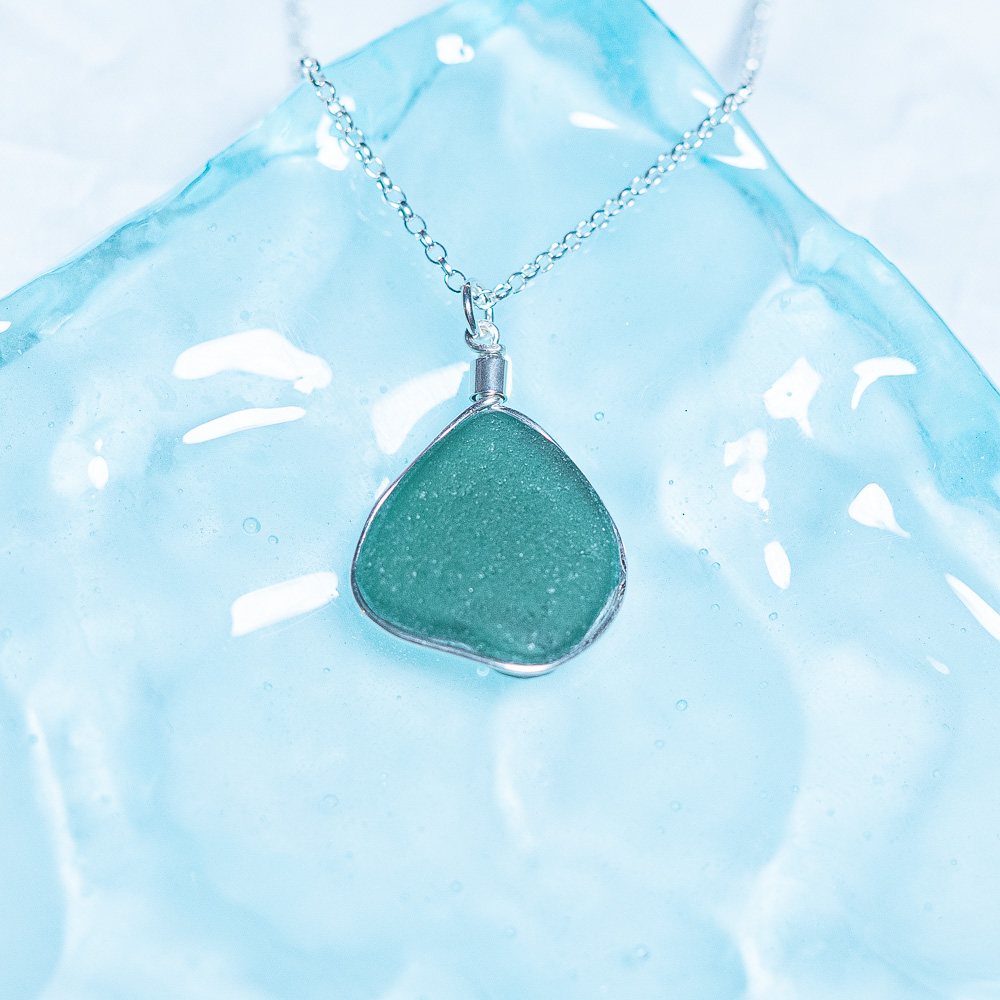 Sea glass pendant aqua - Image 4
