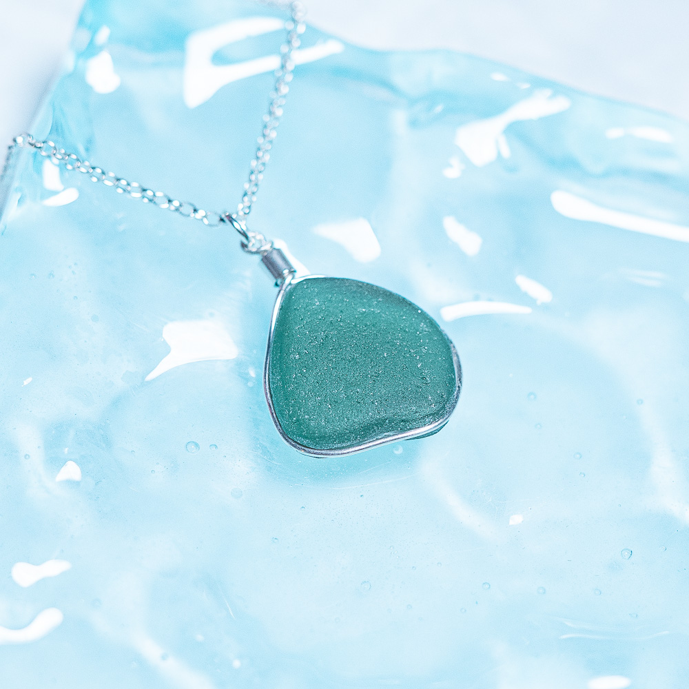 Sea glass pendant aqua - Image 3