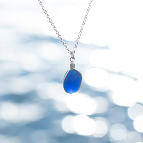 RARE FIND - Sea glass pendant cobalt blue
