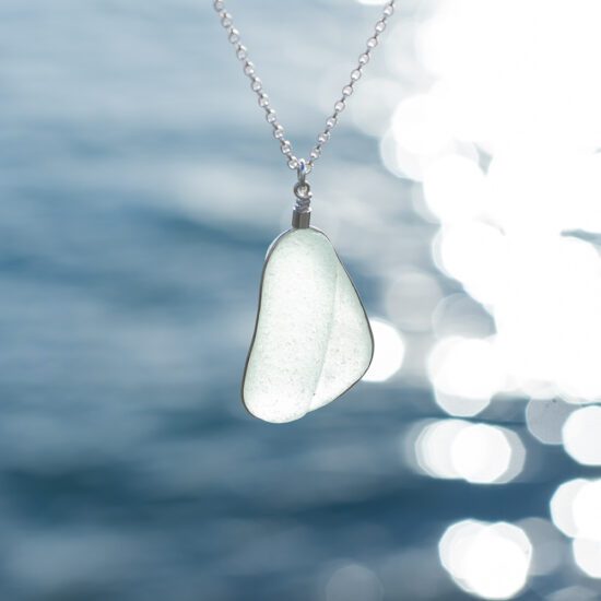 Sea glass pendant aqua