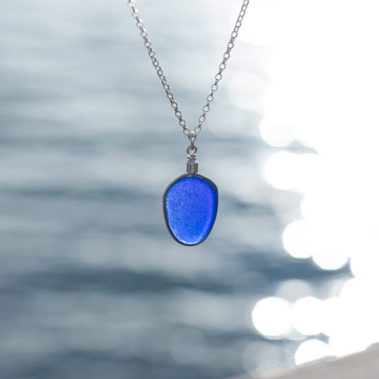RARE FIND - Sea glass pendant cobalt blue