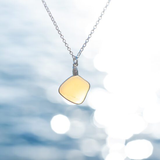 RARE FIND - Sea glass pendant yellow milk glass