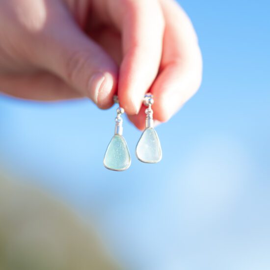 Sea Glass stud earrings aqua