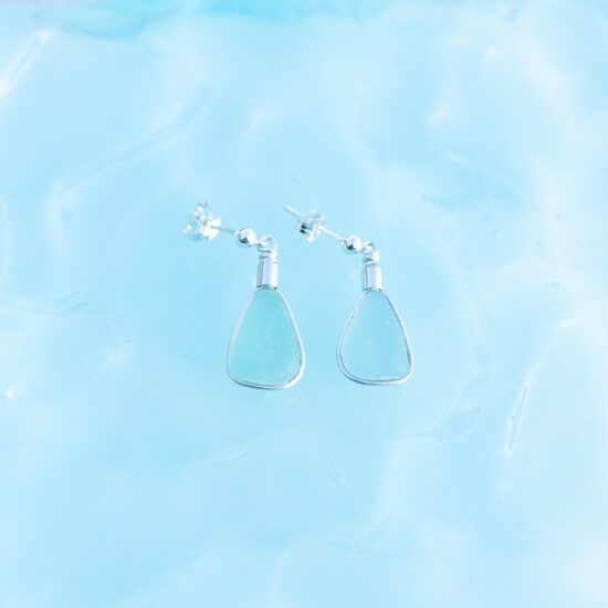 Sea Glass stud earrings aqua