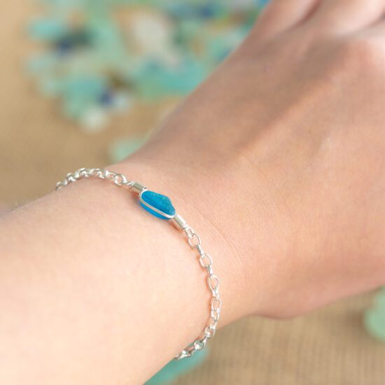 RARE FIND Sea glass bracelet - deep teal