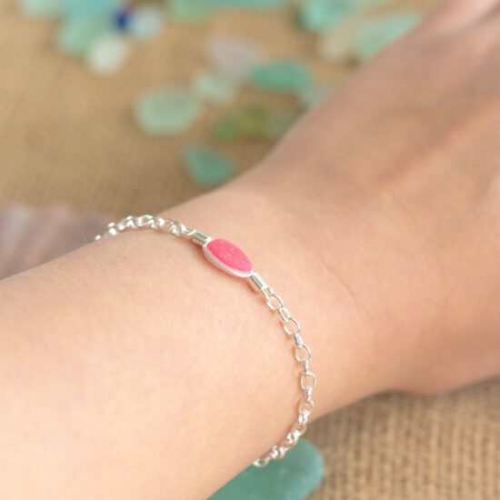 RARE FIND Sea glass bracelet - pink milk glass