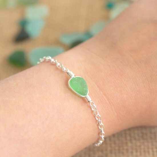 Sea Glass Bracelet - sea foam green