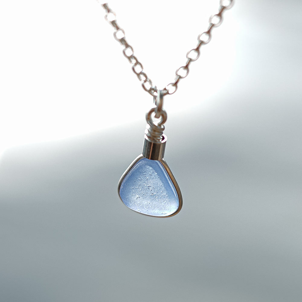 RARE FIND Sea glass pendant - sky blue