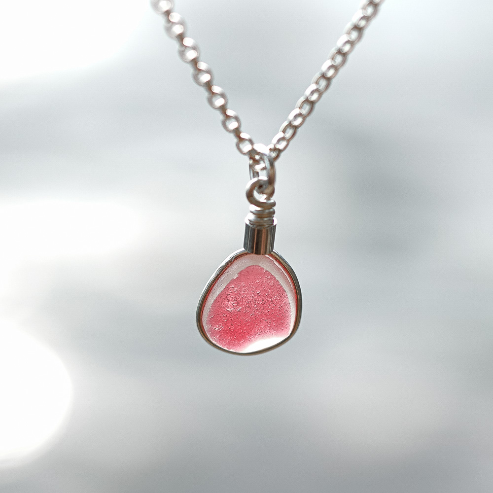RARE FIND Sea glass pendant - pink