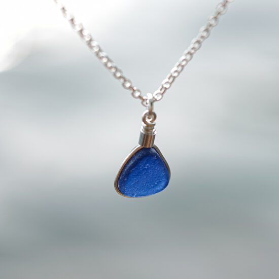 RARE FIND Sea glass pendant - dark blue