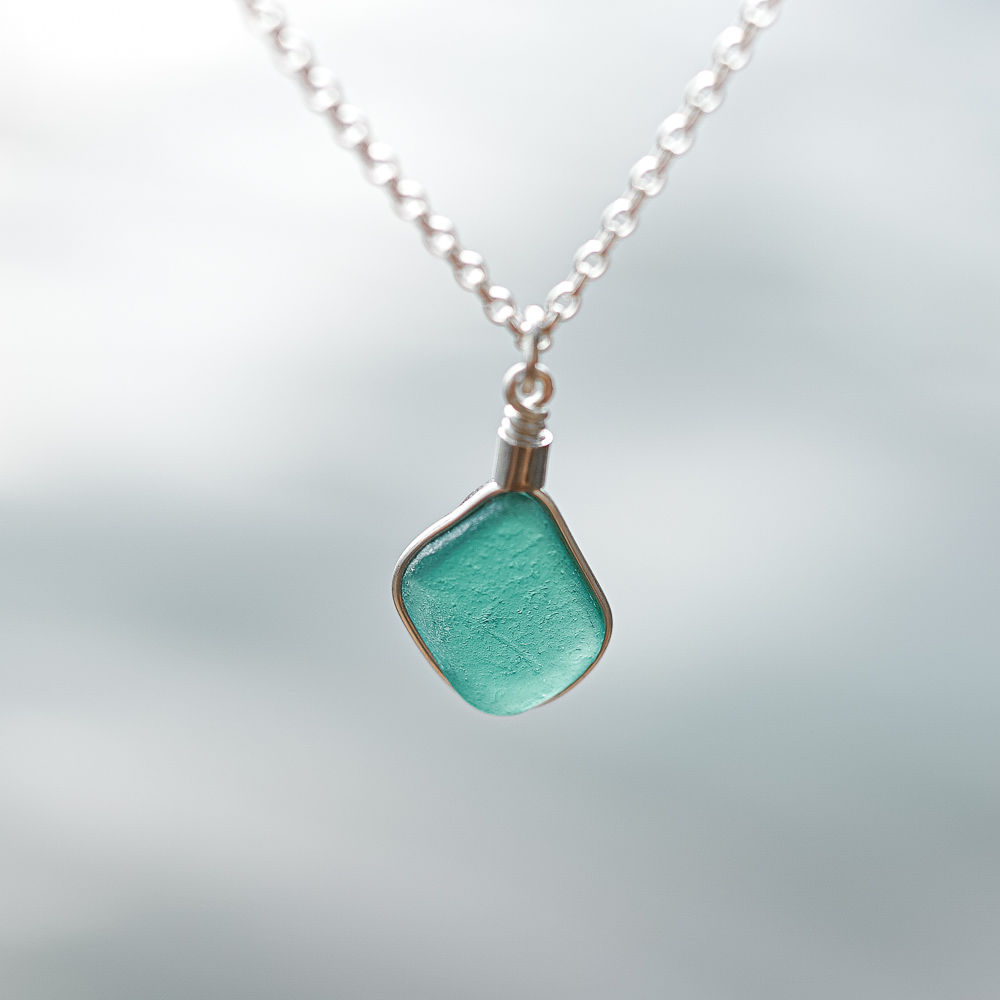 RARE FIND Sea glass pendant - deep teal