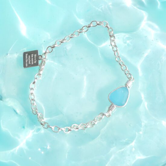 RARE FIND Sea Glass Bracelet - cornflower blue