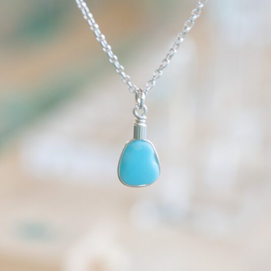 RARE FIND Sea glass pendant - blue milk glass